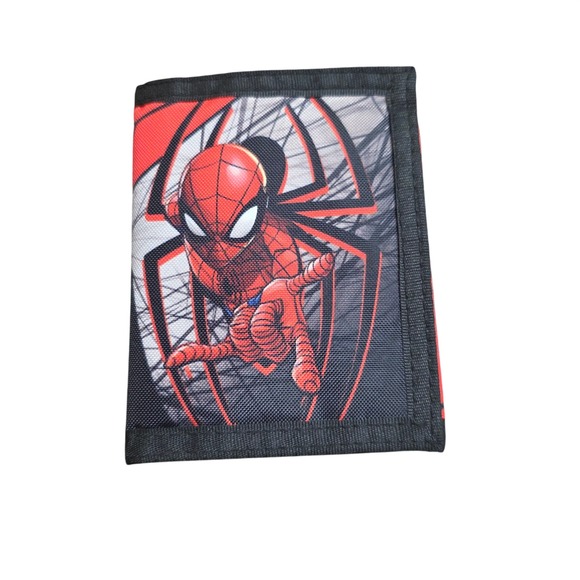 Bioworld Other - Marvel Spider-Man Bioworld Red Black Canvas Trifold Wallet Velcro Closure